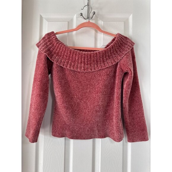 Forever 21 Contemporary Pink Off Shoulder Sweater Y2K Fashion Sz XL - Picture 1 of 5